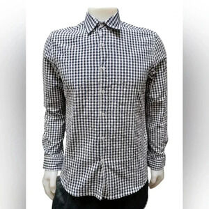 Peter Werth NWT 100% Cotton L/S Button Down Shirt Black and  White Size Small